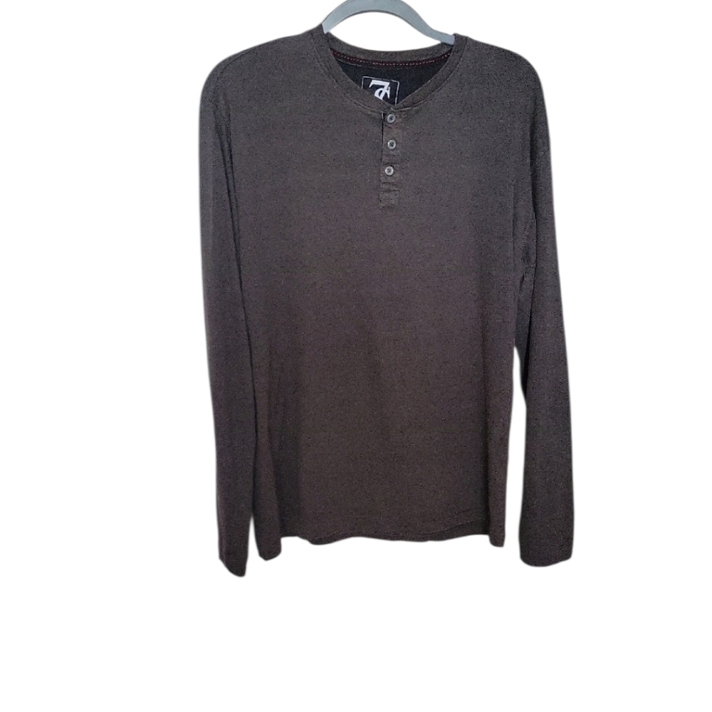 Seven Souls Men's Long Sleeve Henley Shirt - Gray XL